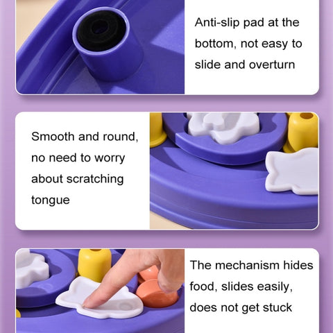 Pet Maze Educational Toy Interactive Slow Food Box, Pink, Blue, Purple