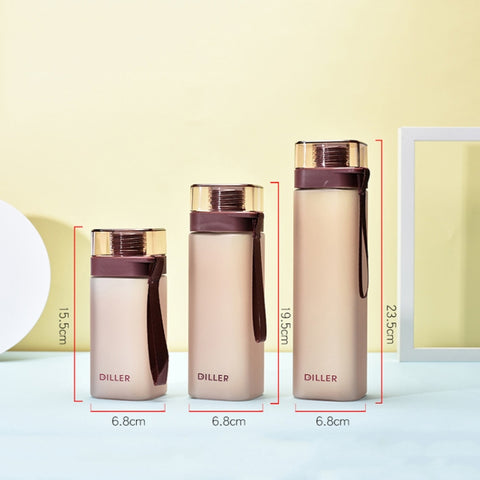 Diller D8646 Square Shape Fitness Leakproof Water Bottle, 400ml, 550ml, 700ml