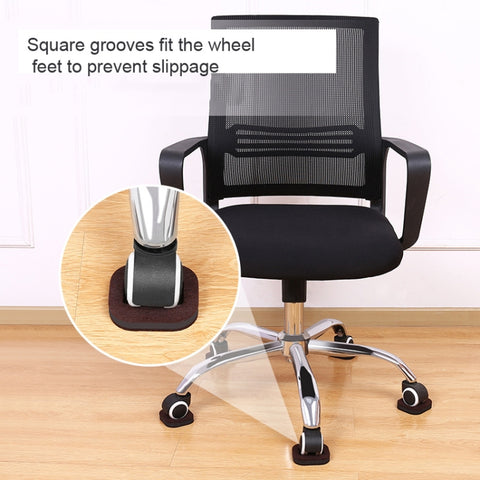 5 PCS Computer Seat Pulley Holder Chair Roller Non-slip Pad, Square Bean-colored Felt Bottom, Square Brown Felt Bottom, Round Bean Color Plastic Bottom, Round Black Plastic Bottom