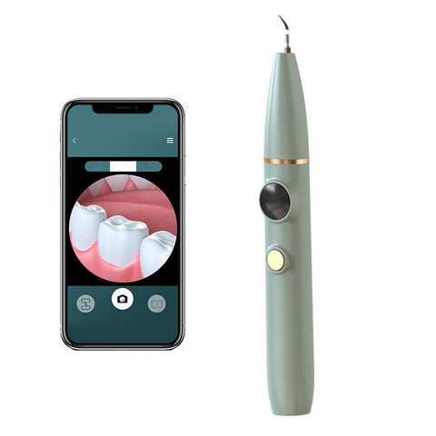 Tartar and Calculus Remover Oral Cleaning Ultrasonic Scaler Electric Visual Scaler, Champagne, White, Green