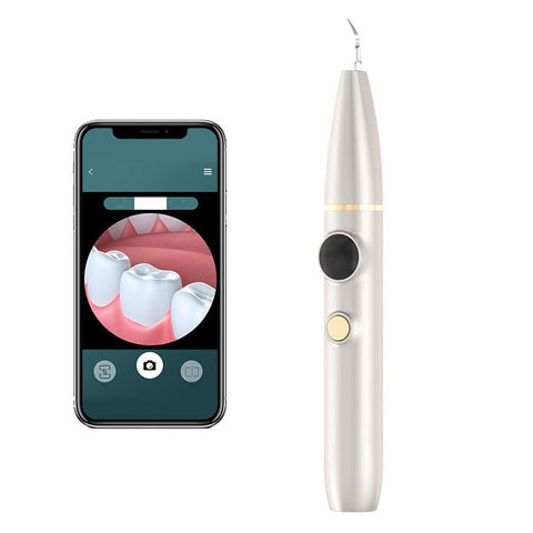 Tartar and Calculus Remover Oral Cleaning Ultrasonic Scaler Electric Visual Scaler, Champagne, White, Green