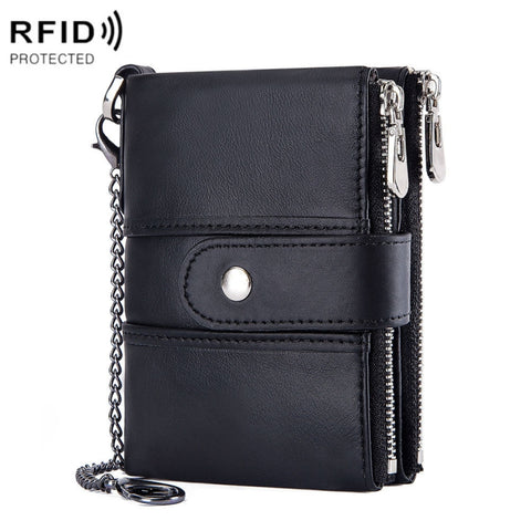 BP804 RFID Anti-Theft Wallet Multi-Function Buckle Zipper Retro Leisure Coin Purse, BP804 Blue, BP804 Black, BP804 Brown, BP804 Red, BP804 Khaki
