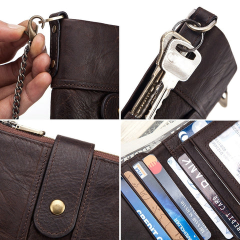 BP804 RFID Anti-Theft Wallet Multi-Function Buckle Zipper Retro Leisure Coin Purse, BP804 Blue, BP804 Black, BP804 Brown, BP804 Red, BP804 Khaki