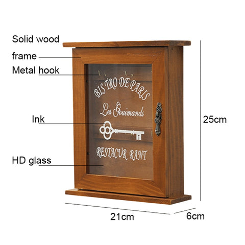 Entry Wooden Wall Hanging Key Storage Box, Spec:, Old Colors, Blue, Old with 3 Seamless Nails, Blue with 3 Seamless Nails