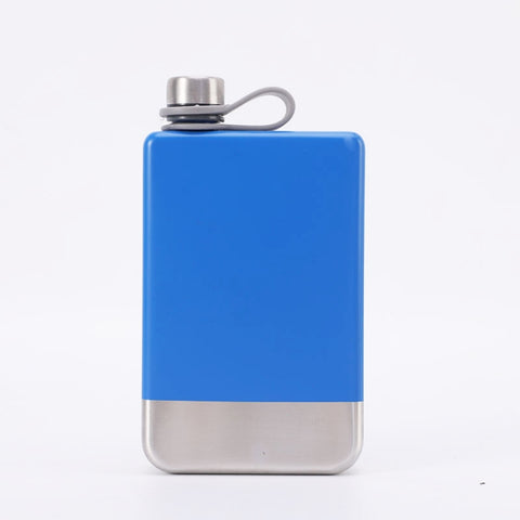9oz Portable 304 Stainless Steel Flagon Whiskey Vodka Wine Pot Hip Flask, Matte Black, Military Green, Blue, Red