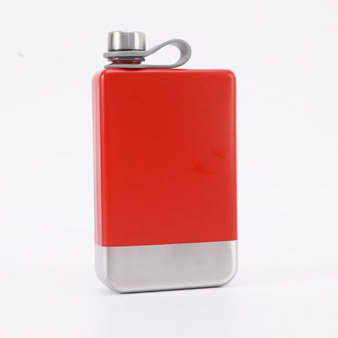 9oz Portable 304 Stainless Steel Flagon Whiskey Vodka Wine Pot Hip Flask, Matte Black, Military Green, Blue, Red