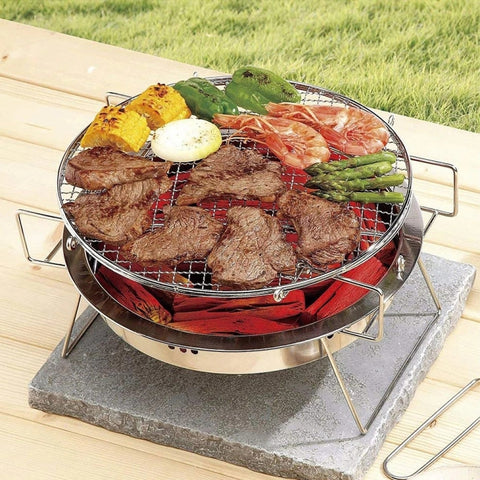 RG_011 Outdoor Round Folding Stainless Steel Barbecue Grill, Size:, 22 x 14cm, 30 x 19.5cm