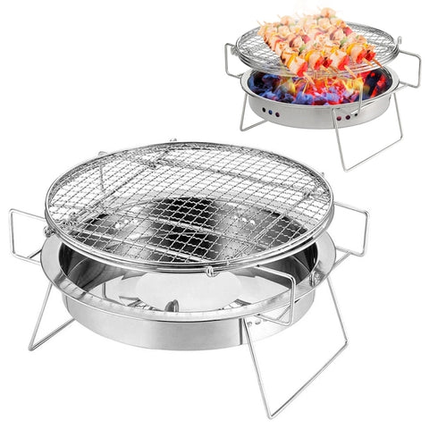 RG_011 Outdoor Round Folding Stainless Steel Barbecue Grill, Size:, 22 x 14cm, 30 x 19.5cm