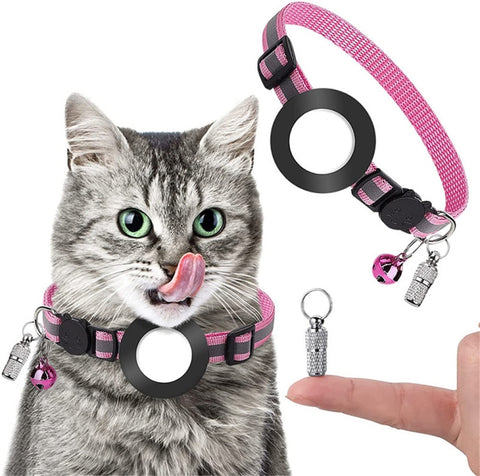 Pet Anti Lost Address Pendant Collar with Bell for AirTag 2nd Gen / AirTag 1st Gen, Green, Purple, Black, Pink, Orange, Blue