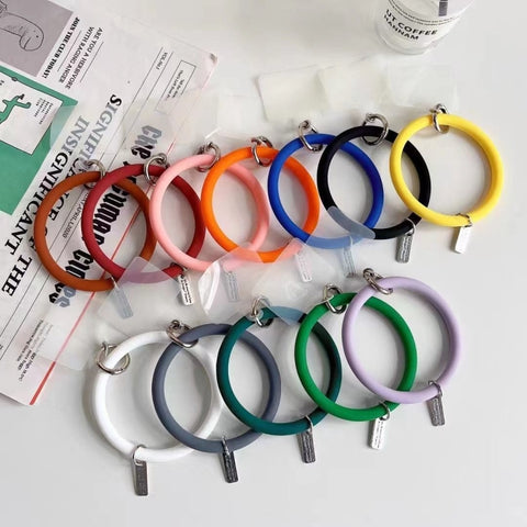 3 PCS Phone Case Silicone Bracelet Keychain Anti-fall Phone Lanyard with Patch, Pink, Purple, Blue, Lemon Yellow, Orange, Red, Black, White, Mint Green