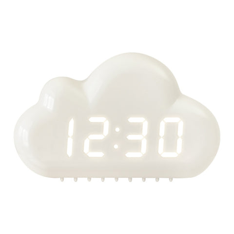 1966 Cute Cloud Shape Voice-activated LED Bedside Alarm Clock, White, Blue
