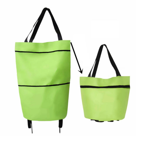 Portable Shopping Cart Foldable Tote With Wheels, Red, Green, Blue, Black, Orange
