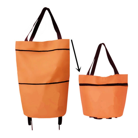 Portable Shopping Cart Foldable Tote With Wheels, Red, Green, Blue, Black, Orange