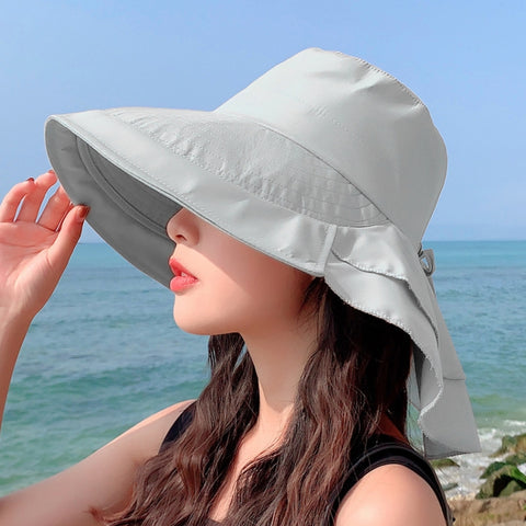 8062 Women Summer Neck Protection Sunscreen Hat Large Brim Fisherman Hat, 8062 Pink, 8062 Navy, 8062 Beige, 8062 Dark Gray, 8062 Army Green, 8062 Light Gray, 8062 Blue, 8062 Purple, 8062 Khaki, 8062 Black
