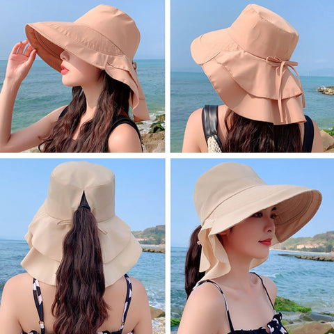 8062 Women Summer Neck Protection Sunscreen Hat Large Brim Fisherman Hat, 8062 Pink, 8062 Navy, 8062 Beige, 8062 Dark Gray, 8062 Army Green, 8062 Light Gray, 8062 Blue, 8062 Purple, 8062 Khaki, 8062 Black