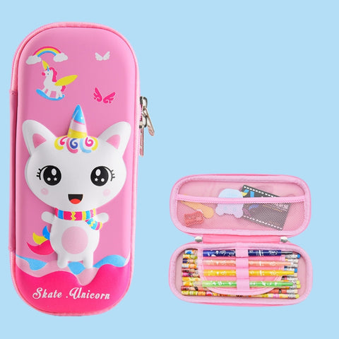 Uime EVA 3D Multi-compartment Pencil Case Stationery Box Children School Supplies, Astronaut, Rocket, Purple Pony, Rabbit, Elf Unicorn, Green Dinosaur, Red Dinosaur, Rainbow Unicorn, Big Head Unicorn, Kitten, Little Fox, Mermaid, Blue Whale, Blue Dinos...