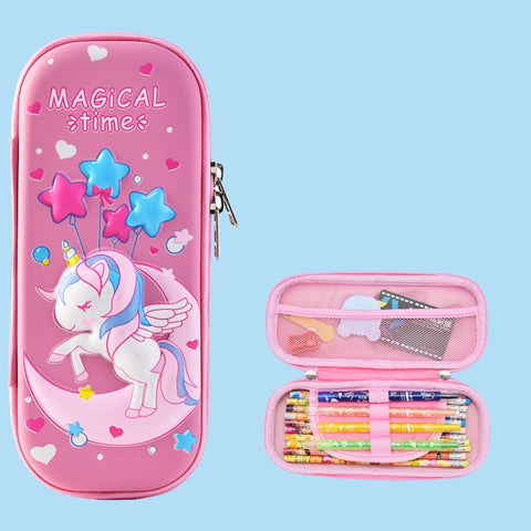 Uime EVA 3D Multi-compartment Pencil Case Stationery Box Children School Supplies, Astronaut, Rocket, Purple Pony, Rabbit, Elf Unicorn, Green Dinosaur, Red Dinosaur, Rainbow Unicorn, Big Head Unicorn, Kitten, Little Fox, Mermaid, Blue Whale, Blue Dinos...