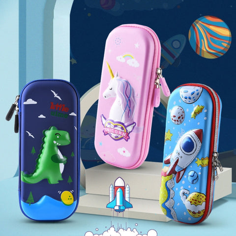 Uime EVA 3D Multi-compartment Pencil Case Stationery Box Children School Supplies, Astronaut, Rocket, Purple Pony, Rabbit, Elf Unicorn, Green Dinosaur, Red Dinosaur, Rainbow Unicorn, Big Head Unicorn, Kitten, Little Fox, Mermaid, Blue Whale, Blue Dinos...