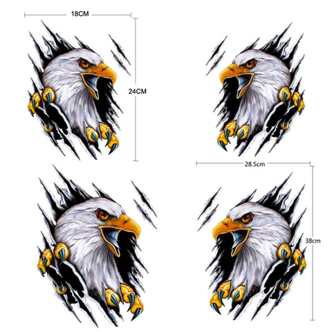 5PCS Tear Eagle 3D Car Sticker Scratch Covering Body Pull Flower Sticker, Style:, Right (18x 24cm), Left (18x 24cm), Right (28.5x38cm), Left (28.5x38cm)