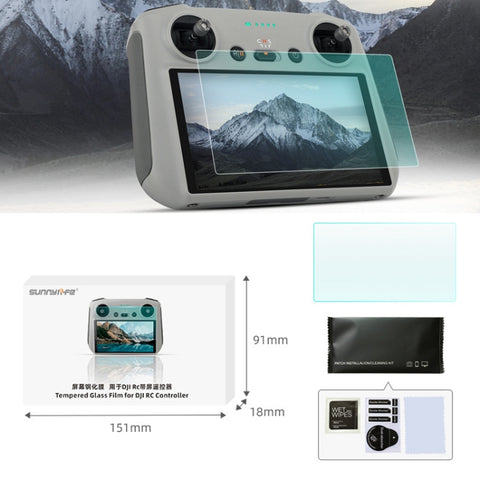 Sunnylife MM3-GHM387 9H 2.5D HD Tempered Glass Film For Mini3 Pro Remote Control, MM3-GHM387
