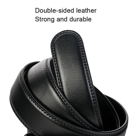 Dandali Casual Men Automatic Buckle Belt Business Soft Leather Pants Band, 125cm
