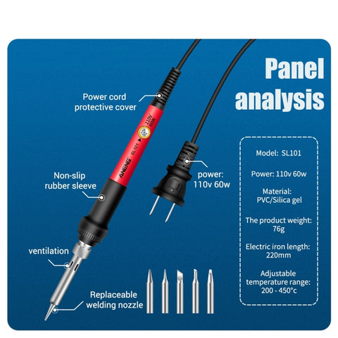 Household Constant Temperature Soldering Iron Set 60W Internal Heat Welding Tool Kit, ANENG SL101 24pcs/set Rotary Thermostat, 24pcs/set US Plug, 24pcs/set EU Plug, 25pcs/set US Plug, 25pcs/set EU Plug
