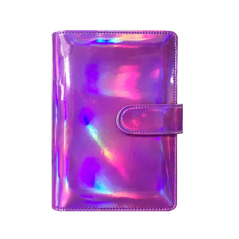Laser Macaron Loose-leaf Notebook A6 Notepad Shell Without Inner Pages, Silver, Pink, Rose Gold, Dark Night Black, Bright Yellow, Rose Red, Sky Blue, Charming Purple