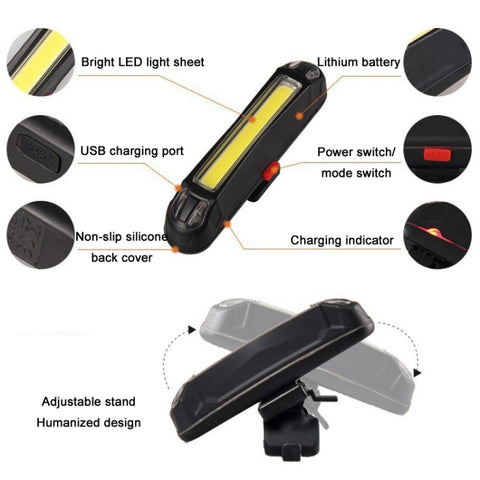 LED Rechargeable Bicycle Warning Strip Tail Light, OPP Red Light, OPP White Light, OPP Red&White Light, OPP Red&Blue Light