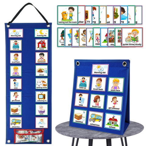 Children Visual Calendar Daily Work Planner Early Education Hanging Bag, Daily Work Planner