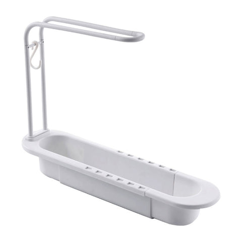 Disassembly With Towel Pole Telescopic Sink Rack, White, Grey