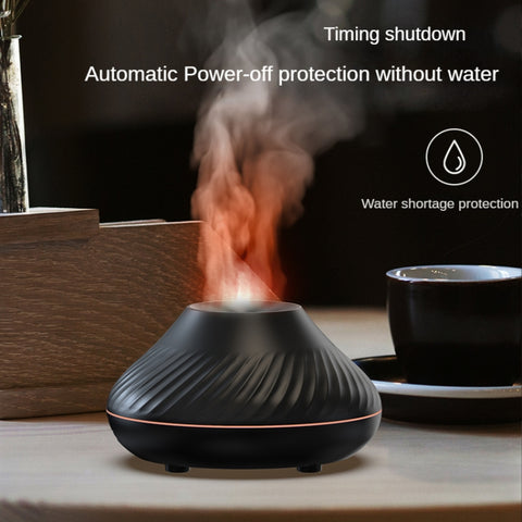 DQ705 Volcanic Flame Aroma Diffuser Essential Oil Lamp Air Humidifier with Color Night Light, DQ705(Beige), DQ705(Black)