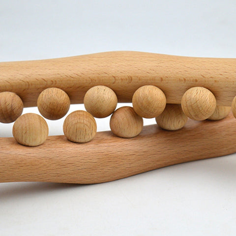 Eight-beaded Beech Wood Massage Stick Meridian Dredging Rolling Stick, 53cm 8 Beads