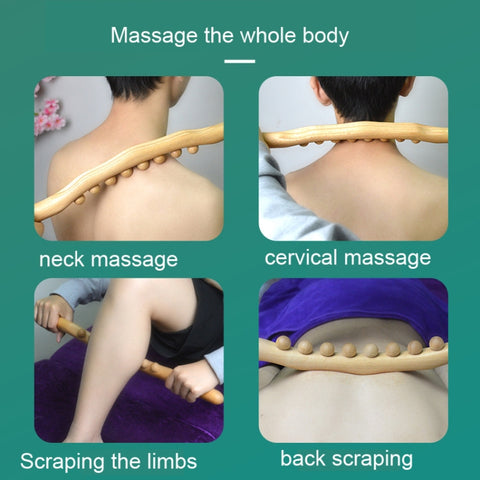 Eight-beaded Beech Wood Massage Stick Meridian Dredging Rolling Stick, 53cm 8 Beads