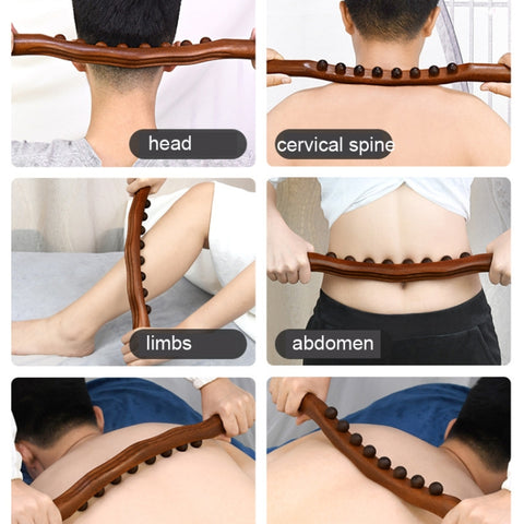 Eight-bead Beech Wood Carbonized Massage Stick Rolling Tendon Scraping Stick, Carbonized  53cm 8 Beads