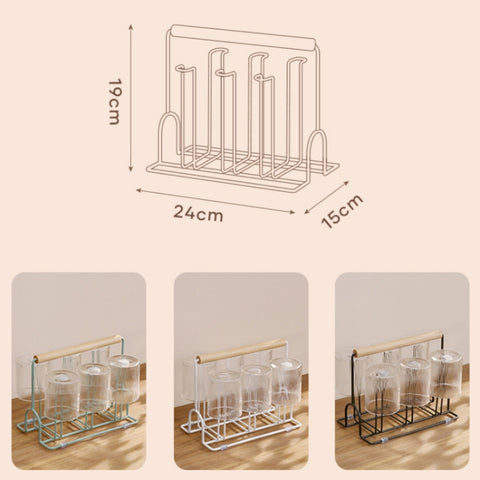 Household Glass Cup Upside-down Drain Rack Plant Rack, White, Black, Green
