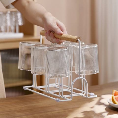Household Glass Cup Upside-down Drain Rack Plant Rack, White, Black, Green