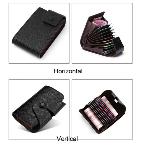 Organ Card Holder Large-capacity Card Sleeve For Men And Women, Horizontal Blue, Horizontal Black, Horizontal Coffee, Vertical Blue, Vertical  Black, Vertical Coffee