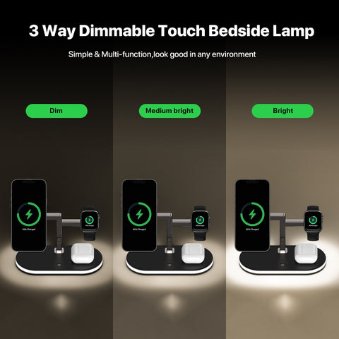 UD23 15W 3 In 1 Desktop Aluminum Alloy Wireless Charger, For Smartphone&iWatch&AirPods, UD23