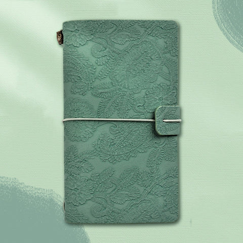 A6  Retro Lace Carved Girls Hand Ledger Diary With 3 Separate Inner Pages, Dark Green, Pink, Bright Orange, Oats, Beige