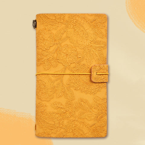 A6  Retro Lace Carved Girls Hand Ledger Diary With 3 Separate Inner Pages, Dark Green, Pink, Bright Orange, Oats, Beige