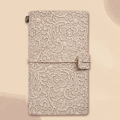 A6  Retro Lace Carved Girls Hand Ledger Diary With 3 Separate Inner Pages, Dark Green, Pink, Bright Orange, Oats, Beige