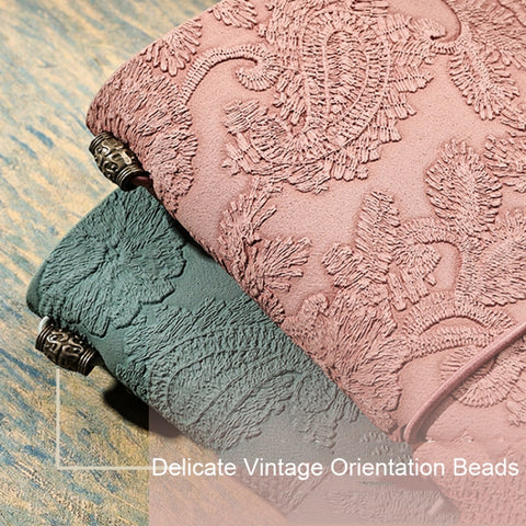 A6  Retro Lace Carved Girls Hand Ledger Diary With 3 Separate Inner Pages, Dark Green, Pink, Bright Orange, Oats, Beige