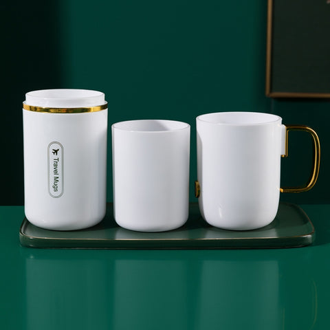 JM043 Home Mouthwash Cup Set Couple Convenient Travel Toothbrush Box, Style:, 2 Cups Dark Green, 2 Cups Black, 2 Cups White, 3 Cups Dark Green, 3 Cups Black, 3 Cups White