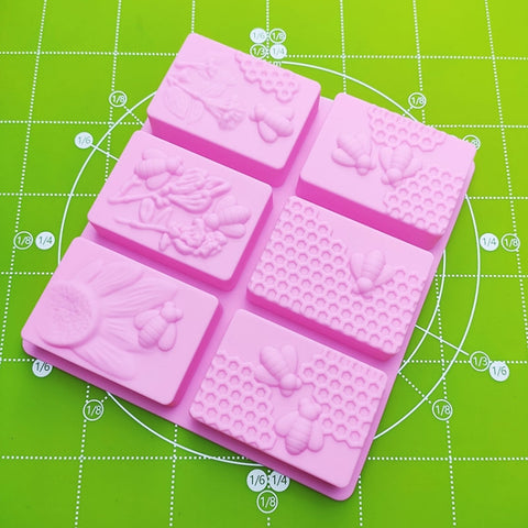6 Grid  Square Honeycomb Ice Cube Cake Mould Square Handmade Soap Mould, Soap Mould