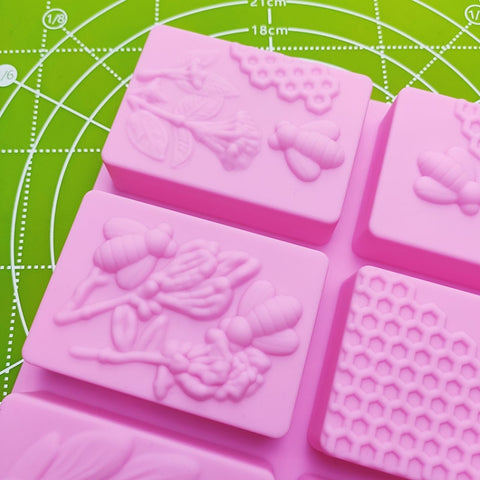 6 Grid  Square Honeycomb Ice Cube Cake Mould Square Handmade Soap Mould, Soap Mould