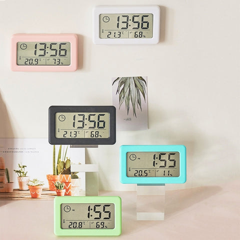 YD005 Mini Light and Thin LCD Screen Temperature/Humidity Meter Electronic Clock, White, Red, Green, Blue, Black