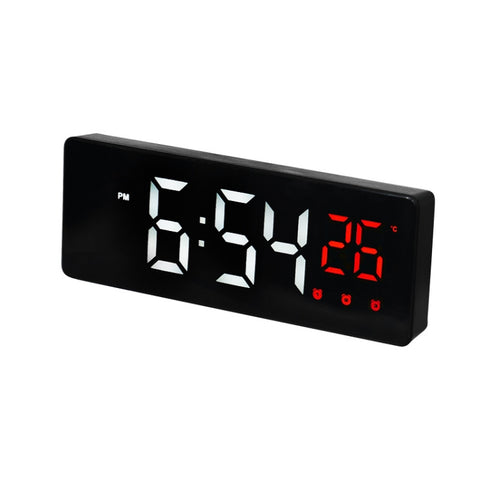 0715 Voice-activated LED Mute Date Temperature Display Electronic Clock, Black Surface Blue Light, Black Surface Green Light, Black Surface Red Light, White Shell Blue Light, White Shell Green Light, White Shell Red Light, Black Shell Blue Light       ...