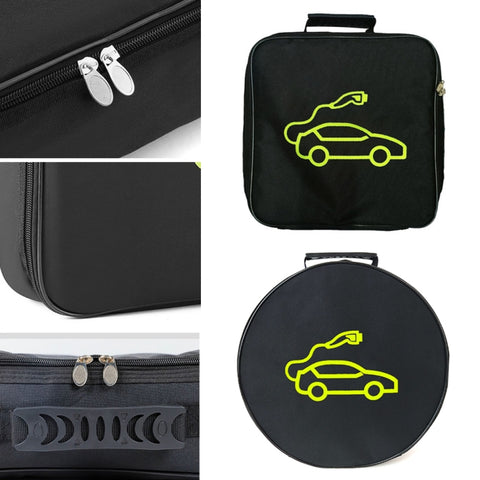Car Charging Cable Storage Bag Carry Bag For Electric Vehicle Charger Plugs,Spec:, Round Without Logo, Round  With Logo, Square Without Logo, Square With Logo, Large With Logo, Large Without Logo