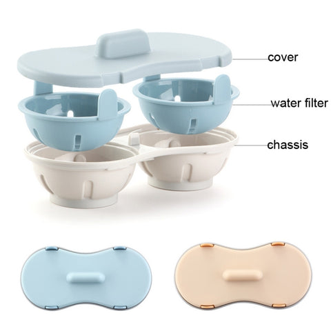 Two-compartment Steamed Egg Box Microwave Steamed Egg Plate  Egg Mold, Egg Plate (Blue), Egg Plate (Orange)