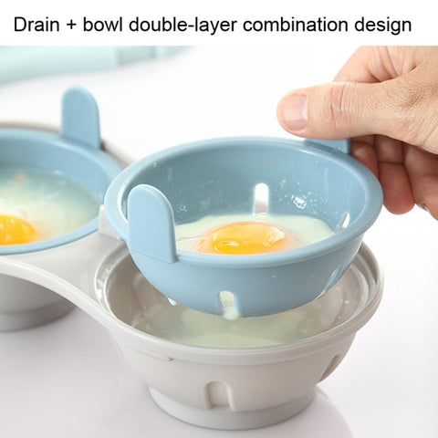Two-compartment Steamed Egg Box Microwave Steamed Egg Plate  Egg Mold, Egg Plate (Blue), Egg Plate (Orange)